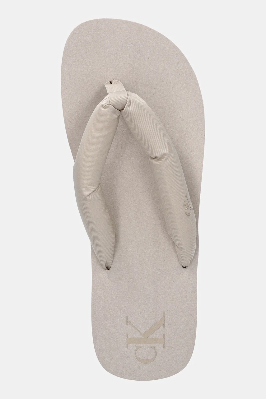 Σαγιονάρες Calvin Klein Jeans BEACH SANDAL FLATFORM TTXR SATIN χρώμα: μπεζ, YW0YW01723 φωτογραφία