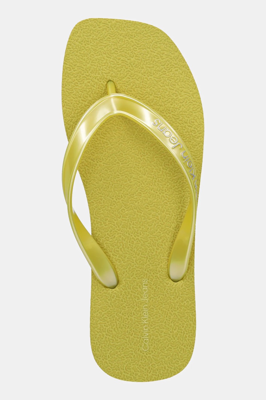 Σαγιονάρες Calvin Klein Jeans THONG+ TPU METALLIC χρώμα: πράσινο, YW0YW01720 φωτογραφία