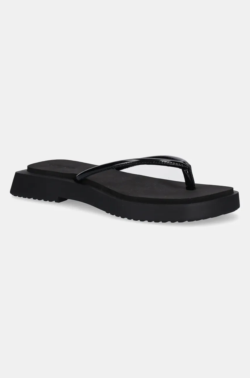 Levně Žabky Calvin Klein Jeans SQ LOW WEDGE SANDAL STITCH dámské, černá barva, na platformě, YW0YW01716