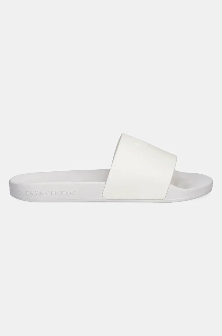 Шлепанцы Calvin Klein Jeans SLIDE MONOGRAM TPU женская цвет белый YW0YW01715 Шлепанцы Calvin Klein Jeans SLIDE MONOGRAM TPU женская цвет белый YW0YW01715