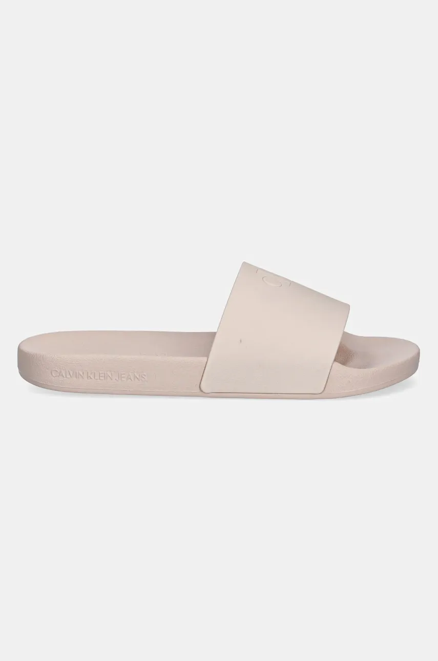 Шлепанцы Calvin Klein Jeans SLIDE MONOGRAM TPU женская цвет бежевый YW0YW01715 Шлепанцы Calvin Klein Jeans SLIDE MONOGRAM TPU женская цвет бежевый YW0YW01715