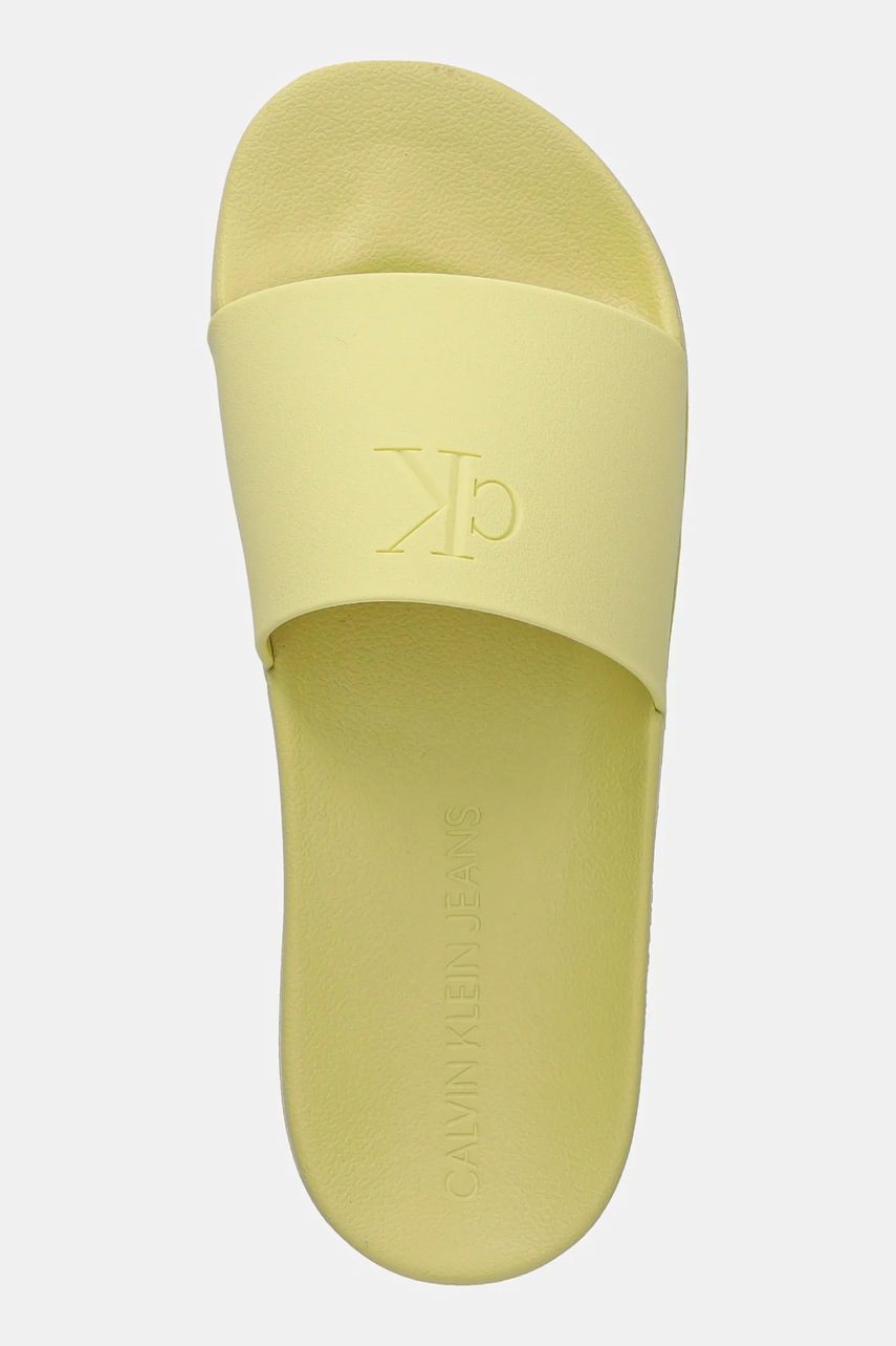 Παντόφλες Calvin Klein Jeans SLIDE MONOGRAM TPU χρώμα: πράσινο, YW0YW01715 φωτογραφία