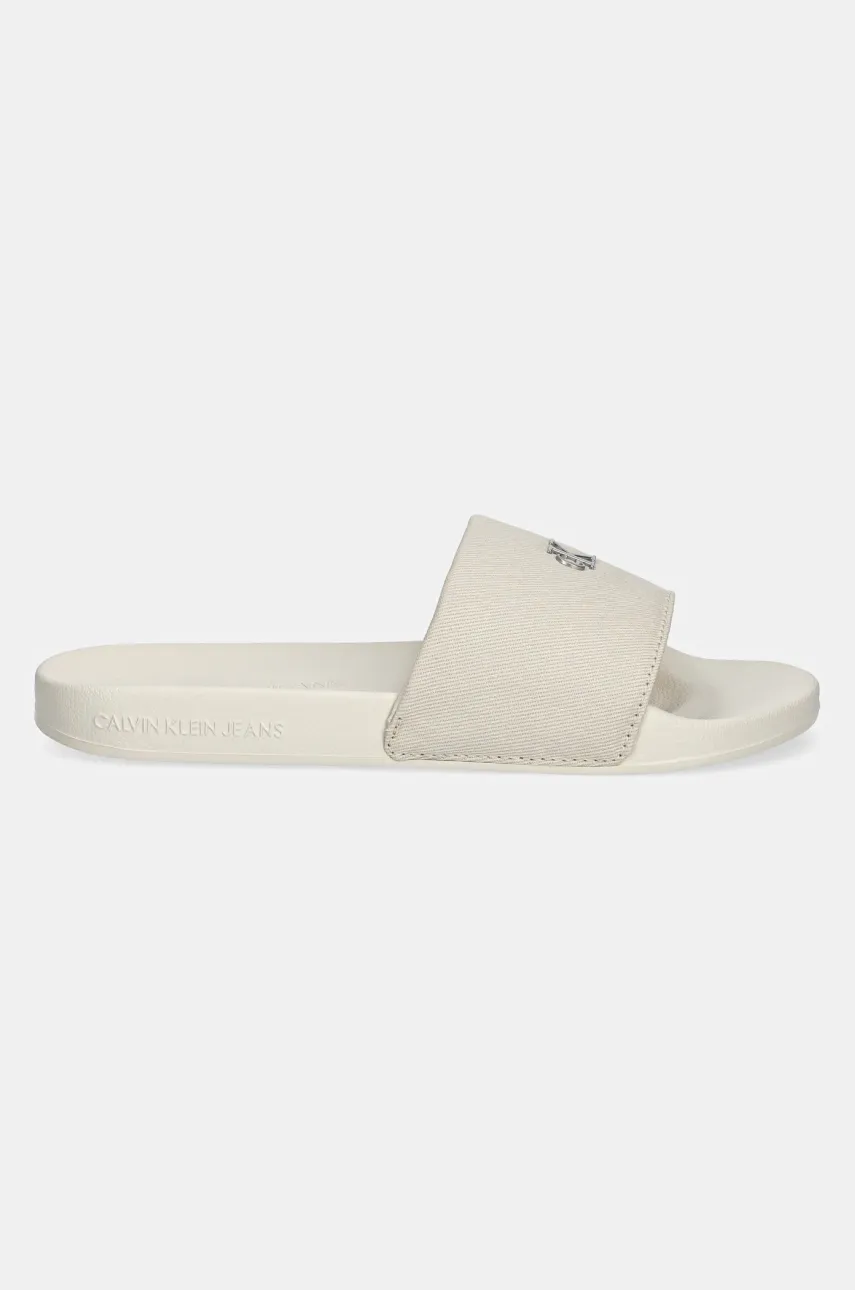 Шлепанцы Calvin Klein Jeans SLIDE MONOGRAM HARDWARE женские цвет бежевый YW0YW01713 Шлепанцы Calvin Klein Jeans SLIDE MONOGRAM HARDWARE женские цвет бежевый YW0YW01713