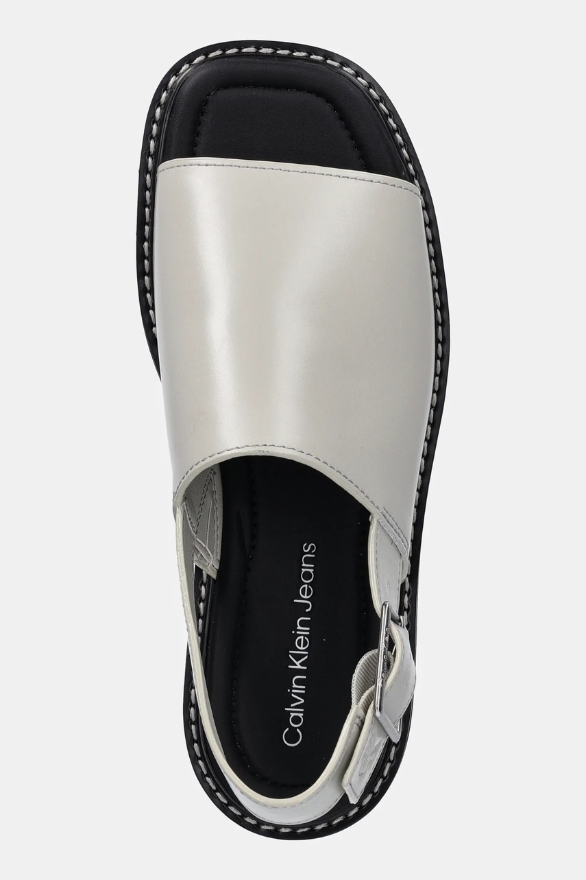 Σανδάλια Calvin Klein Jeans SQ MOLDED SANDAL SLING MG LTH χρώμα: μπεζ, YW0YW01711 φωτογραφία