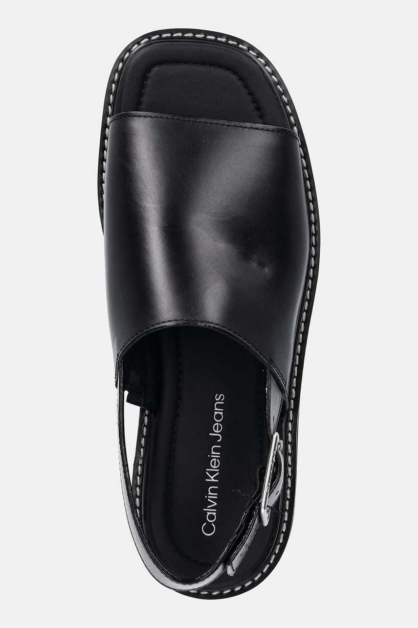 Σανδάλια Calvin Klein Jeans SQ MOLDED SANDAL SLING MG LTH χρώμα: μαύρο, YW0YW01711 φωτογραφία