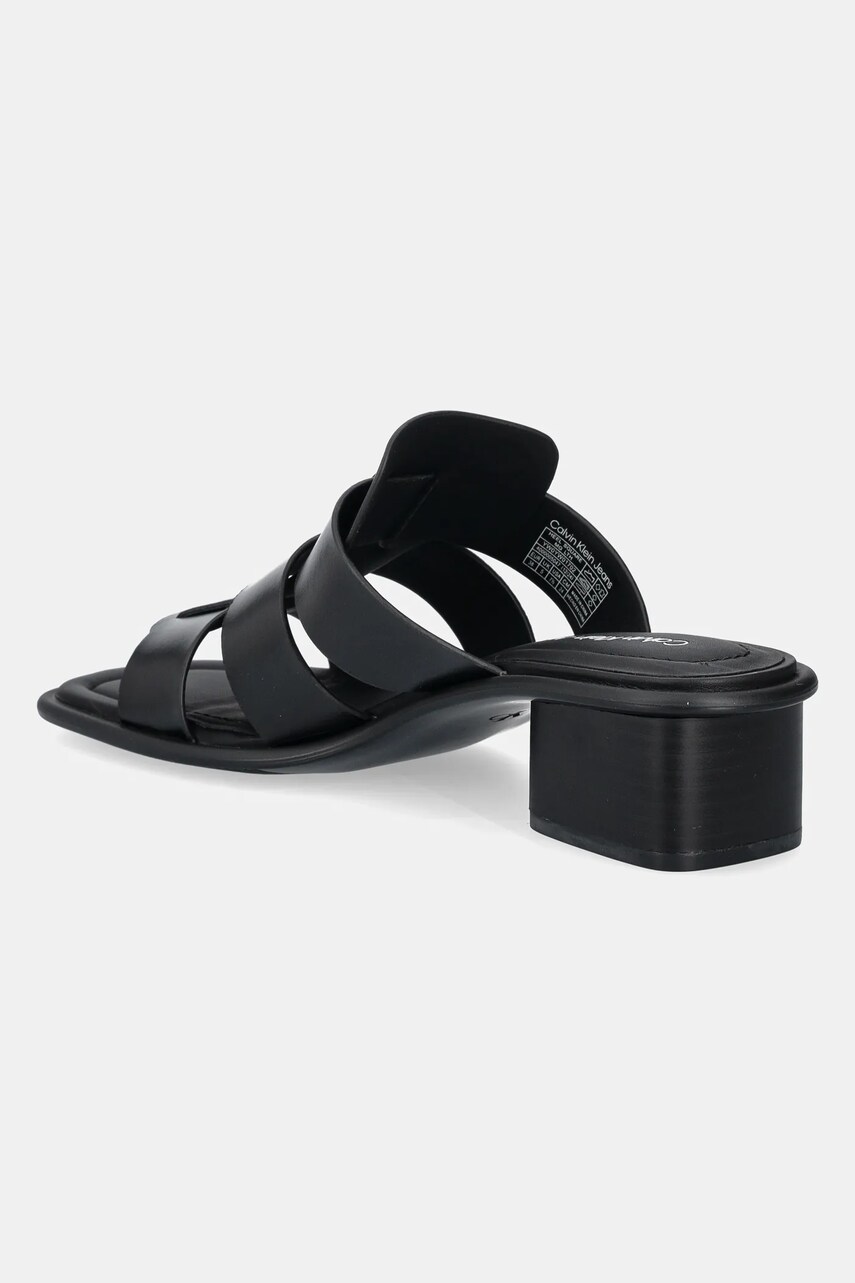 Calvin Klein Jeans papucs HEEL SQUARE MG LTH fekete, női, magassarkú, YW0YW01702 termék 2. képe