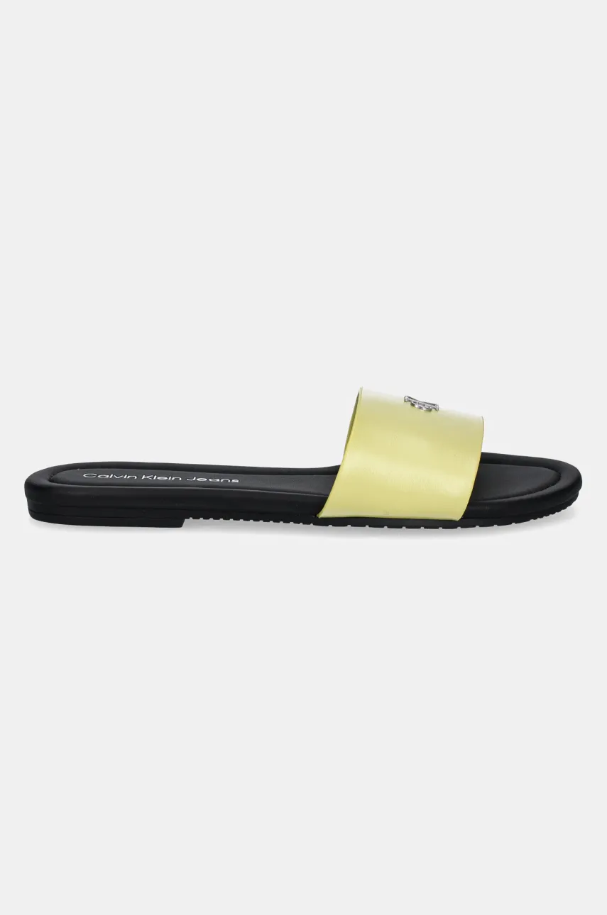 Шлепанцы Calvin Klein Jeans FLAT SANDAL SLIDE MG женские цвет жёлтый YW0YW01697 Шлепанцы Calvin Klein Jeans FLAT SANDAL SLIDE MG женские цвет жёлтый YW0YW01697