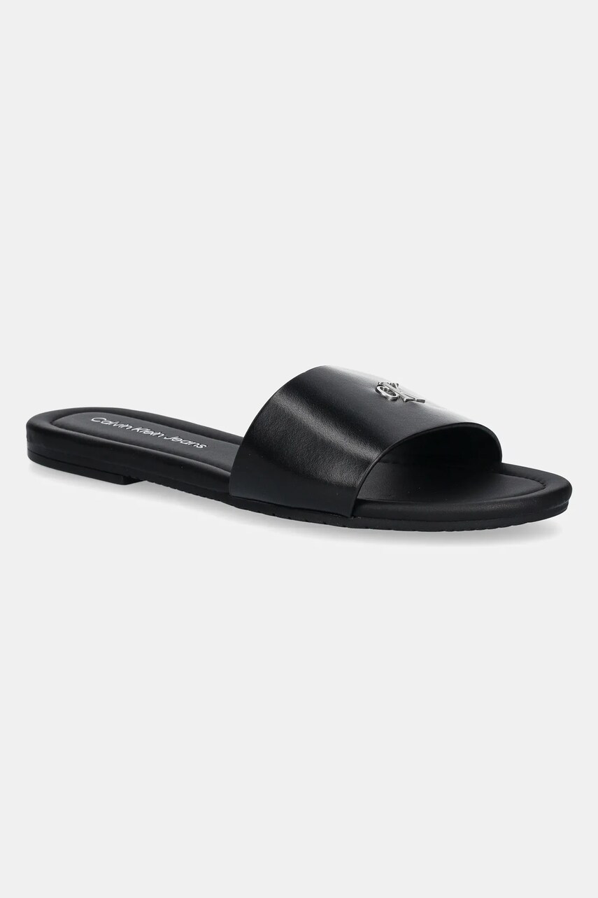 Levně Pantofle Calvin Klein Jeans FLAT SANDAL SLIDE MG dámské, černá barva, YW0YW01697