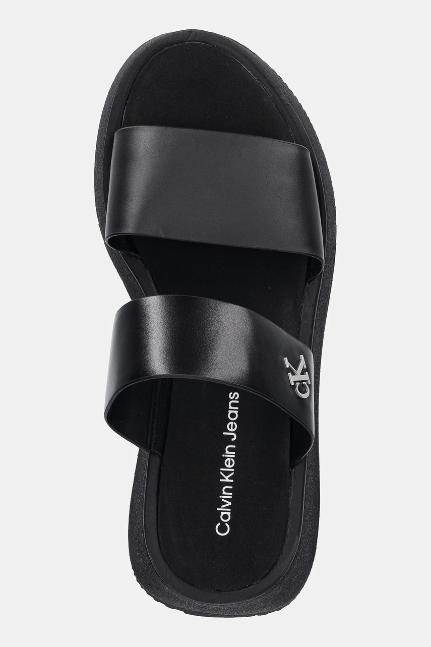 Παντόφλες Calvin Klein Jeans SANDAL SLIDE DOUBLE STRAP χρώμα: μαύρο, YW0YW01694 φωτογραφία