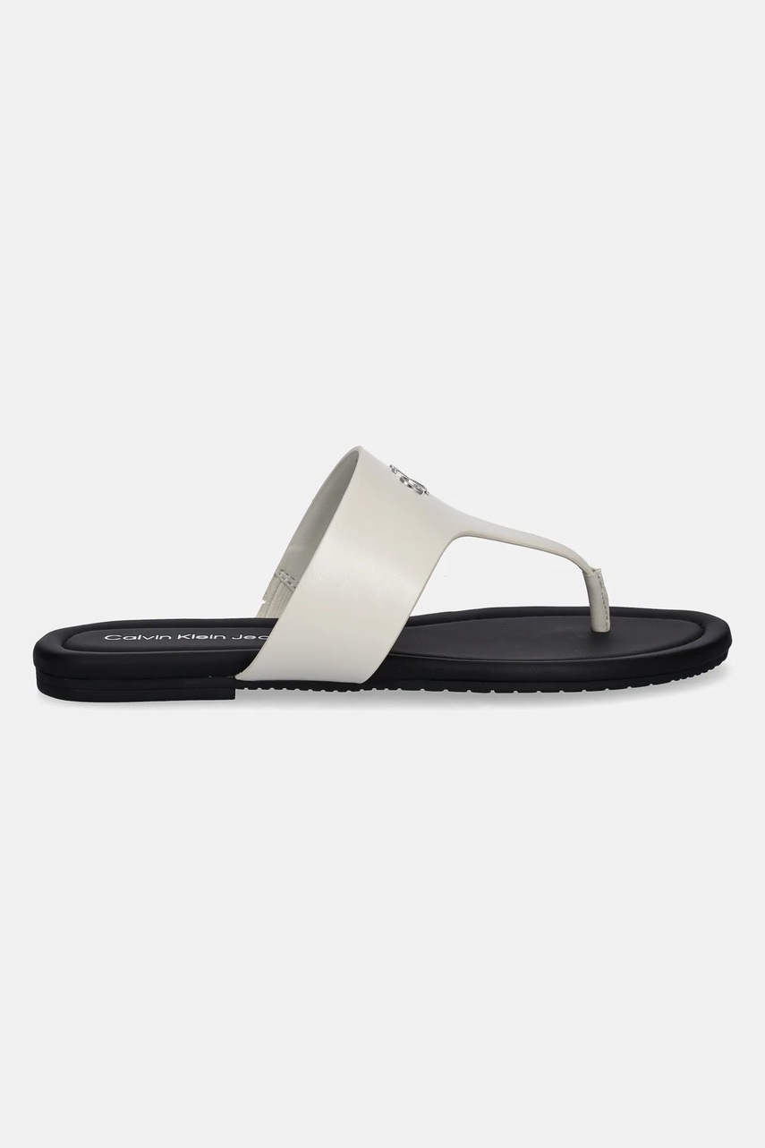 Вьетнамки Calvin Klein Jeans FLAT SANDAL TOEPOST MG цвет бежевый на плоском ходу YW0YW01691