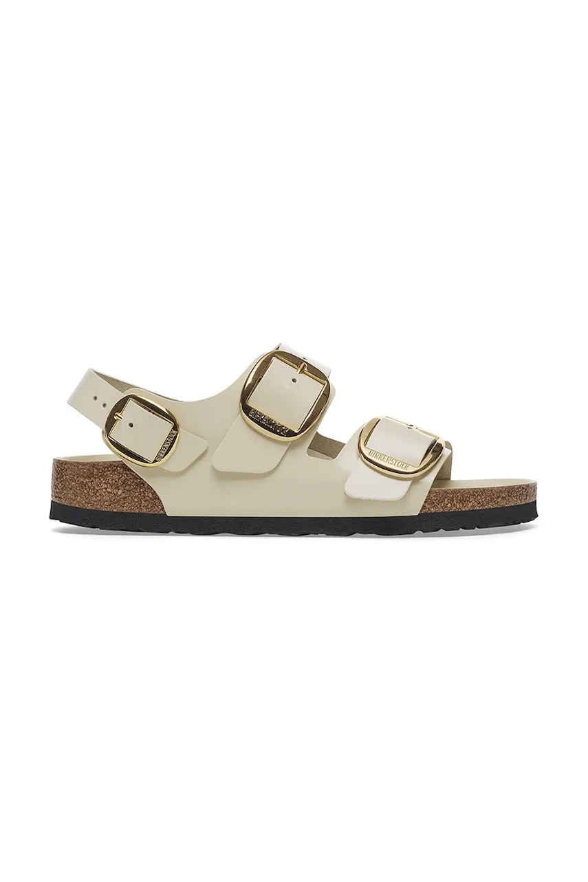 Birkenstock sandale de piele Milano Big Buckle femei, culoarea bej, 1025395