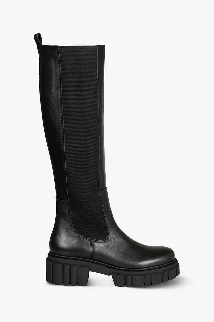 Bizuu ghete de piele DELINE femei, culoarea negru, cu toc drept, DELINE Bizuu ghete de piele DELINE femei, culoarea negru, cu toc drept, DELINE