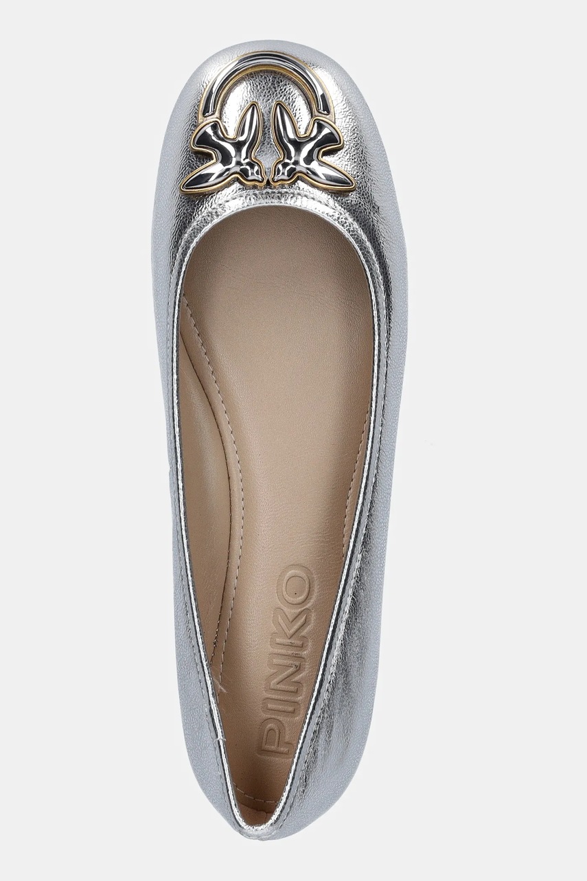 Δερμάτινες μπαλαρίνες Pinko Gioia χρώμα: ασημί, SD0295 P049 ZZF φωτογραφία