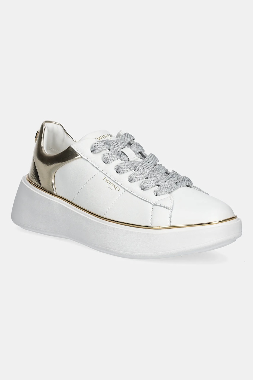 Levně Kožené tenisky Twinset bílá barva, 251TCP042