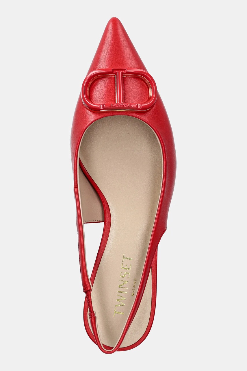 Δερμάτινες γόβες Twinset χρώμα: κόκκινο, 251TCP062 φωτογραφία