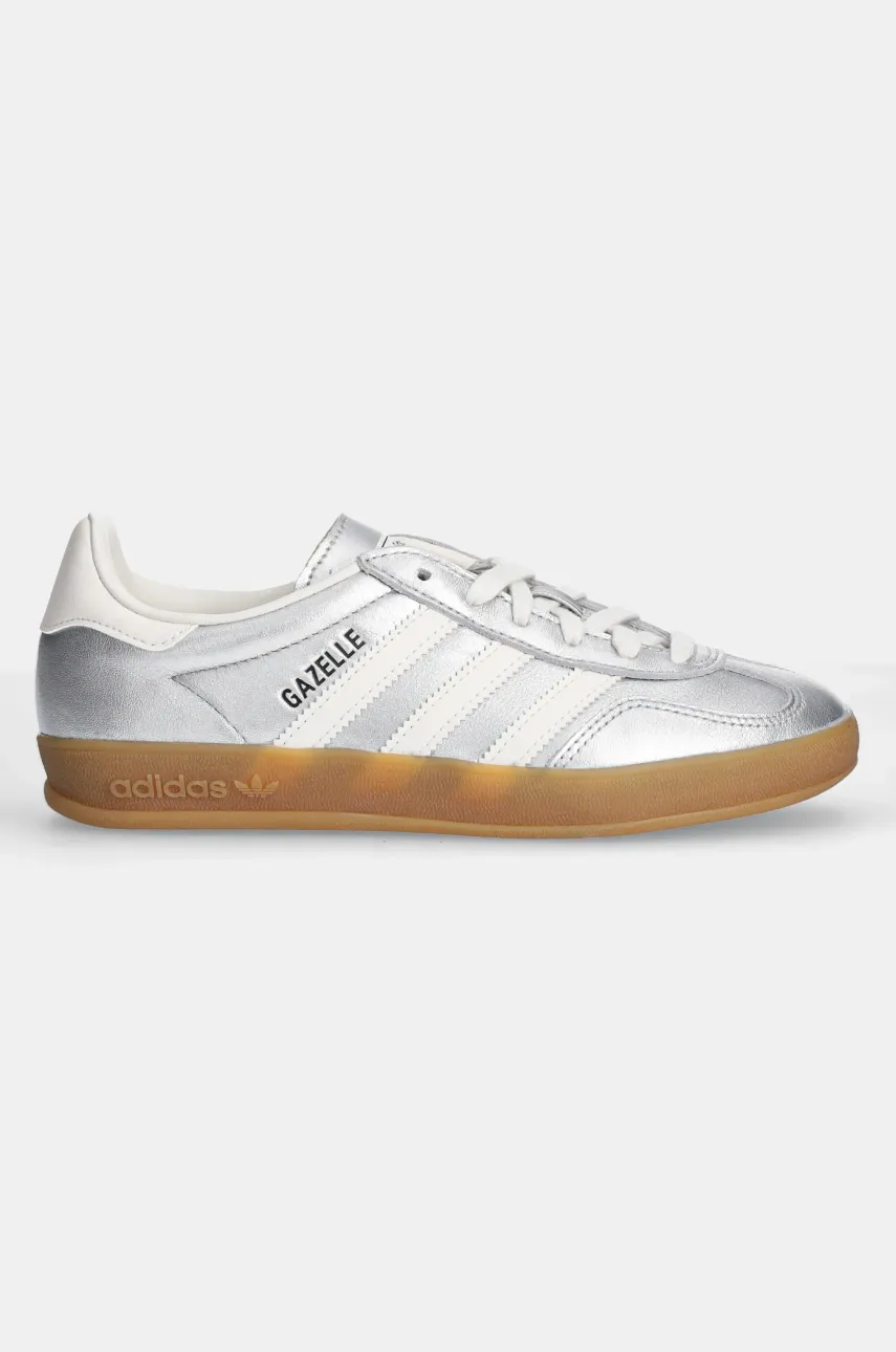Кожаные кроссовки adidas Originals Gazelle Indoor цвет серебрянный JR1206 Кожаные кроссовки adidas Originals Gazelle Indoor цвет серебрянный JR1206