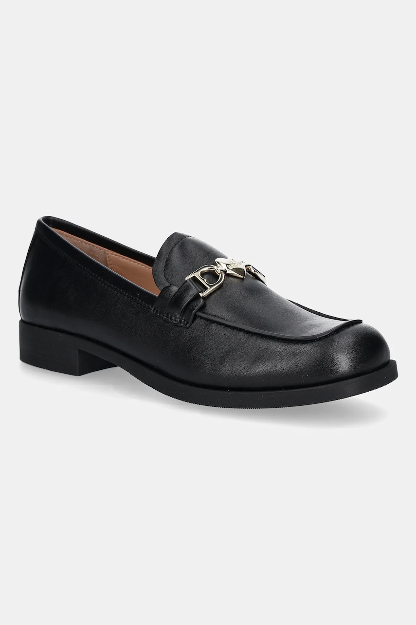 Love Moschino mocasini de piele femei, culoarea negru, cu toc plat, JA10012G1MIA0000 Love Moschino mocasini de piele femei, culoarea negru, cu toc plat, JA10012G1MIA0000