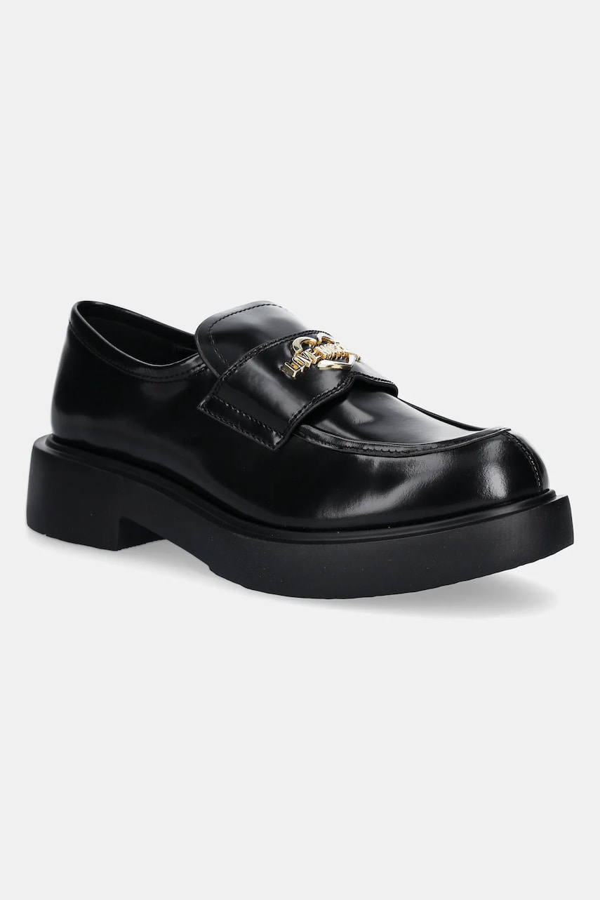 Love Moschino mocasini de piele femei, culoarea negru, cu platforma, JA10404G1MJD0000 Love Moschino mocasini de piele femei, culoarea negru, cu platforma, JA10404G1MJD0000