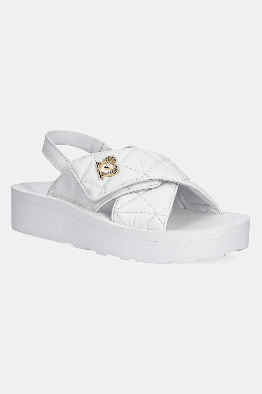 Love Moschino sandale de piele femei, culoarea alb, cu platforma, JA16044I1MIE0100 Love Moschino sandale de piele femei, culoarea alb, cu platforma, JA16044I1MIE0100