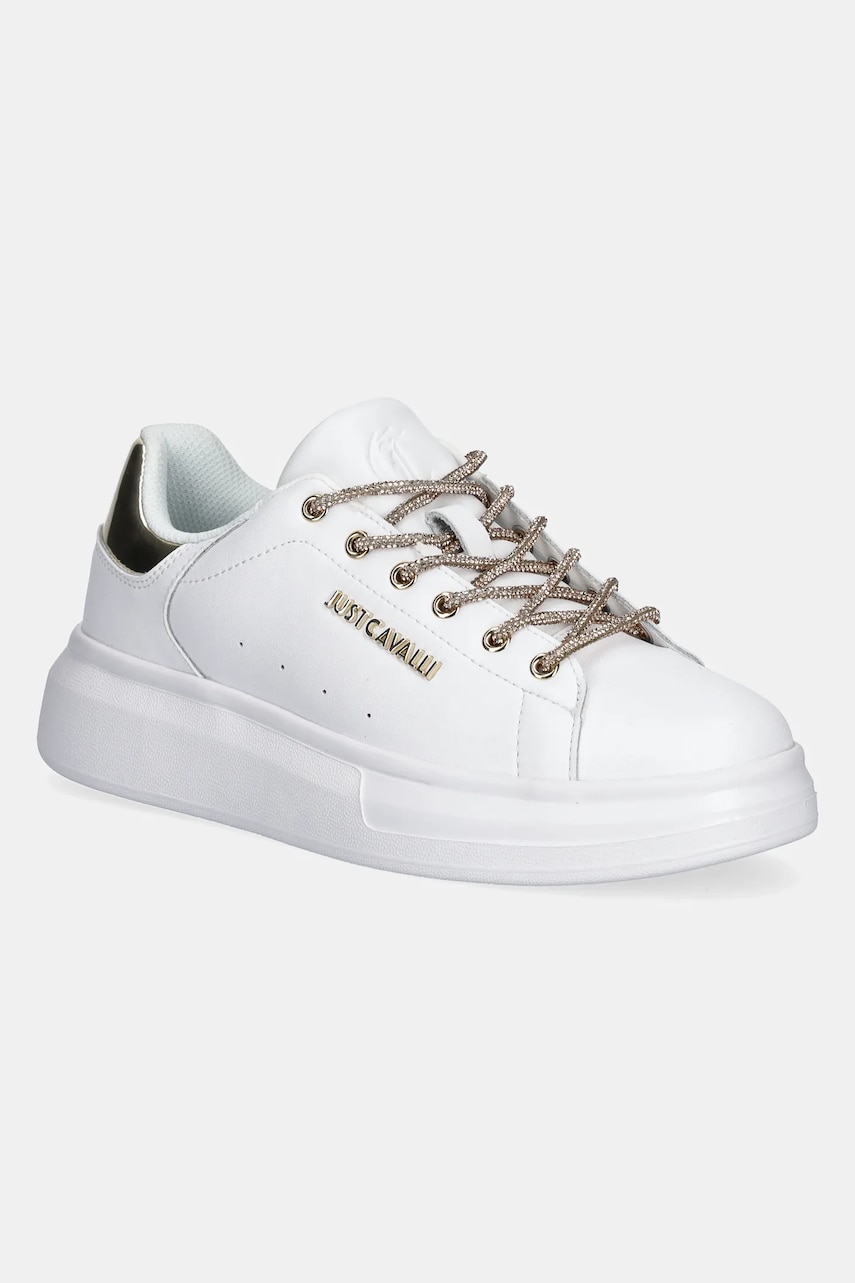Just Cavalli sneakers din piele femei, culoarea alb, 78RA3SB1ZPA86QA9