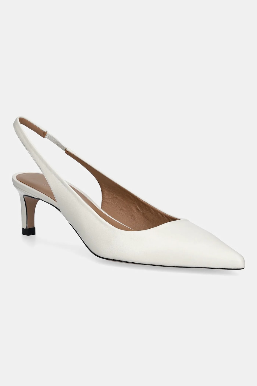 BOSS stilettos de piele Janet culoarea alb, 50542378
