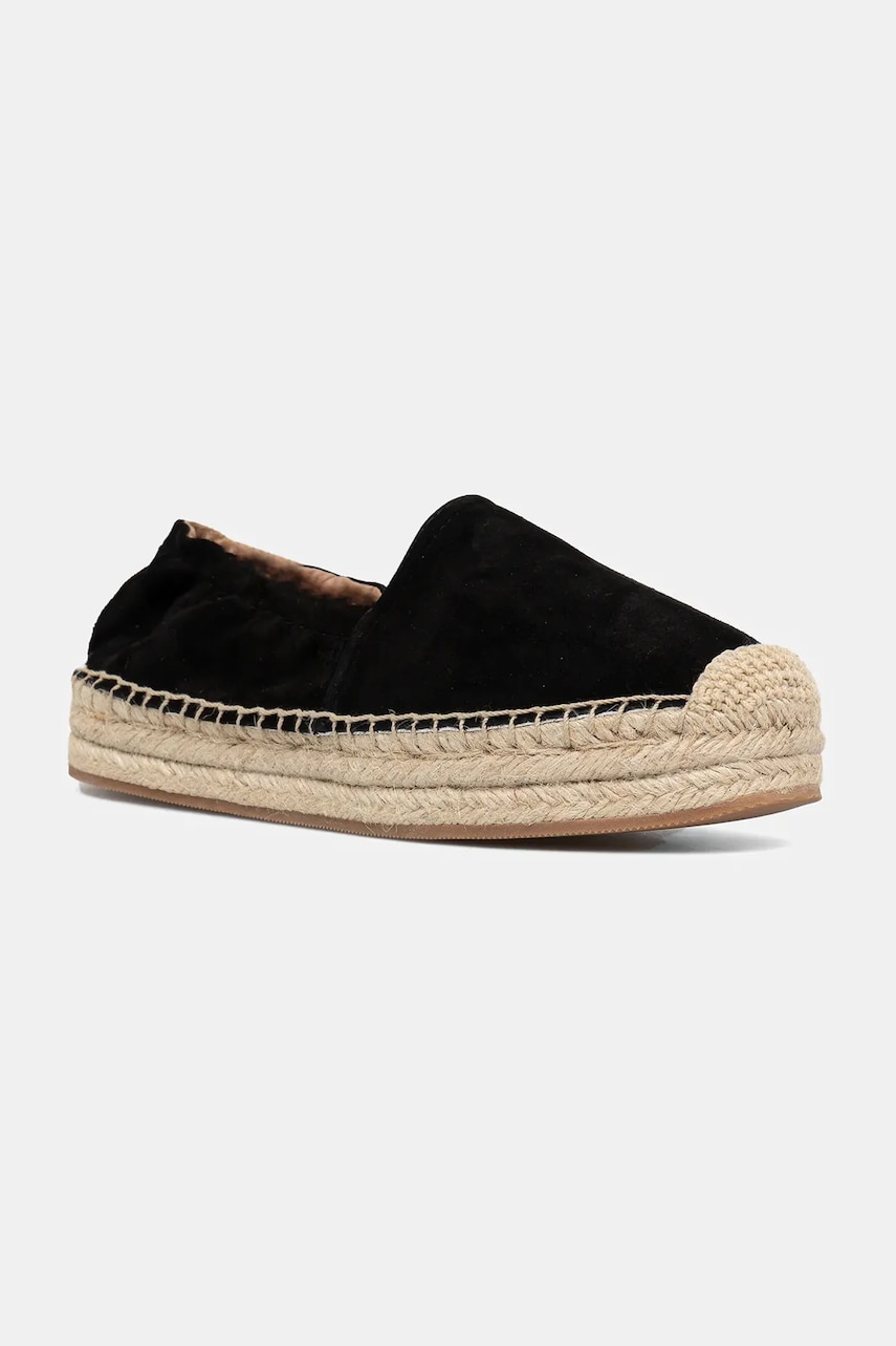 BOSS espadrile de piele Madeira culoarea negru, cu platforma, 50542344