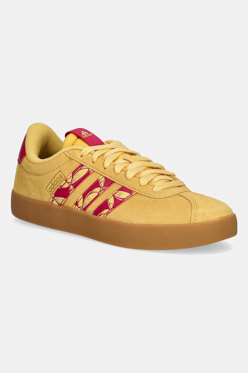 adidas sneakers din piele intoarsă VL Court 3.0 femei, culoarea galben, JQ7402