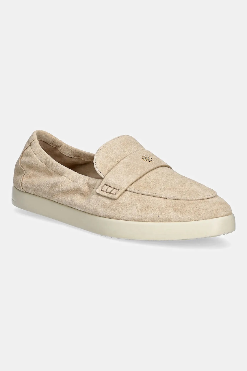 Tory Burch mocasini din piele intoarsa Ballet Sport Loafer culoarea bej, cu toc plat, 158073-250