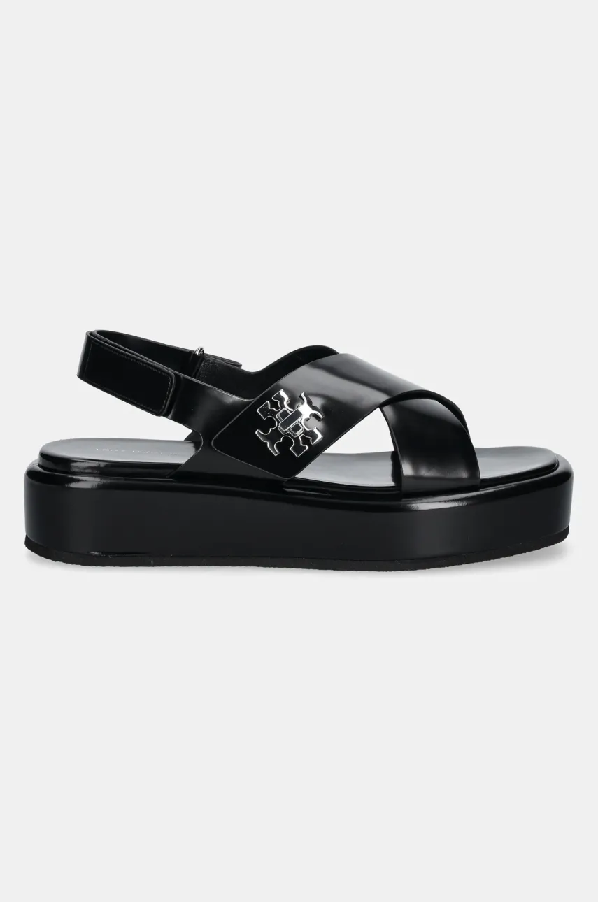 Кожаные сандалии Tory Burch T Lock Platform Sandal женские цвет чёрный на платформе 170613-006 Кожаные сандалии Tory Burch T Lock Platform Sandal женские цвет чёрный на платформе 170613-006
