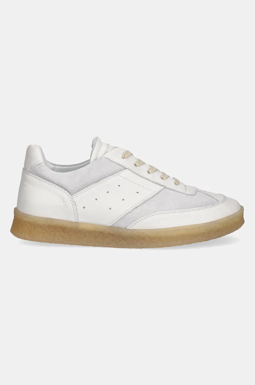 Кожаные кроссовки MM6 Maison Margiela женские цвет белый S59WS0235 Кожаные кроссовки MM6 Maison Margiela женские цвет белый S59WS0235