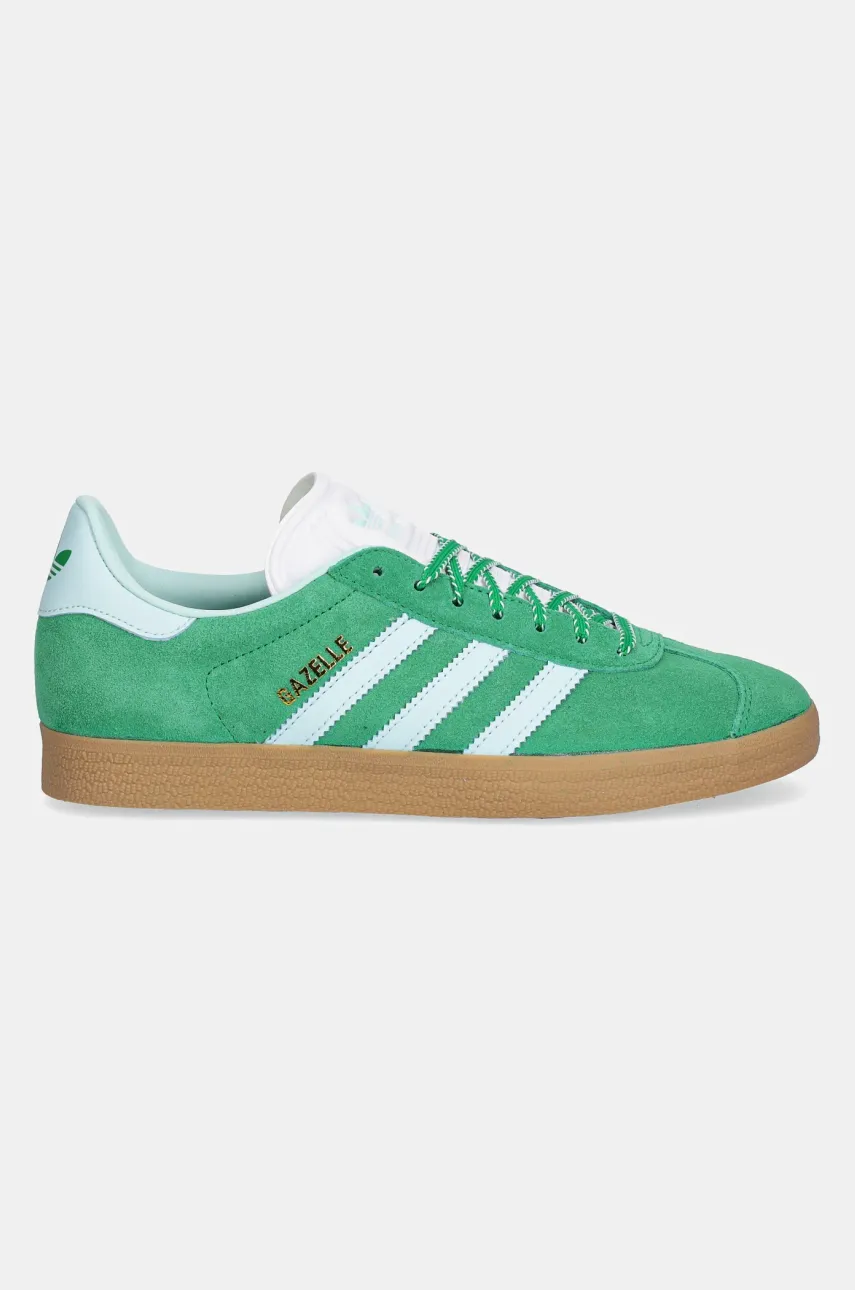 Замшевые кроссовки adidas Originals Gazelle женская цвет зелёный JH7218 Замшевые кроссовки adidas Originals Gazelle женская цвет зелёный JH7218