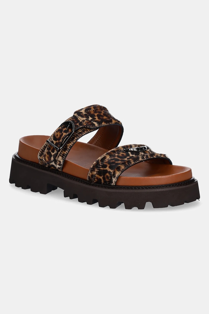 ZADIG&VOLTAIRE slapi de piele Ride femei, culoarea maro, cu platforma, SWCT02010