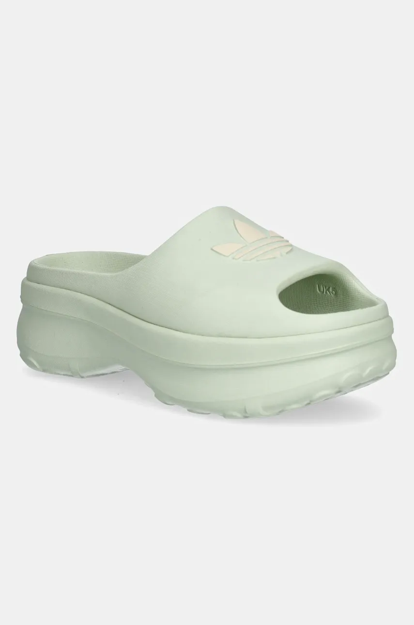 adidas Originals papuci Adifom Stan Slide W femei, culoarea verde, cu platformă, JH7467