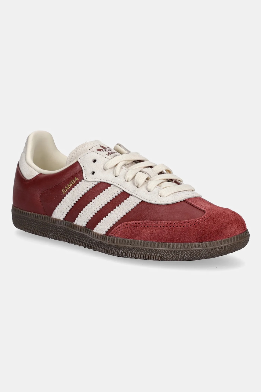 adidas Originals sneakers din piele Samba OG J culoarea bordo, JH7863