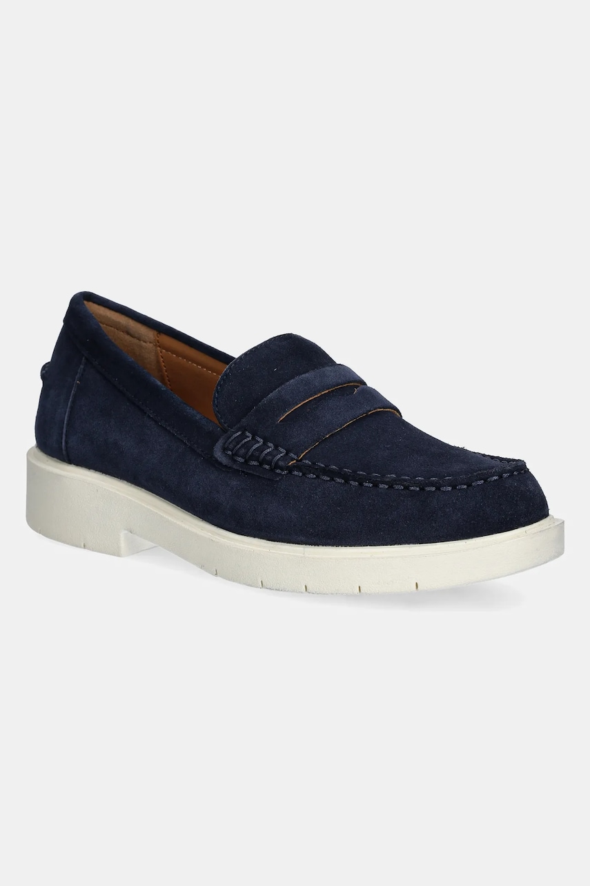 Geox mocasini din piele intoarsa D SPHERICA EC1 A femei, culoarea albastru marin, cu toc plat, D25QRA 00022 C4002 Geox mocasini din piele intoarsa D SPHERICA EC1 A femei, culoarea albastru marin, cu toc plat, D25QRA 00022 C4002