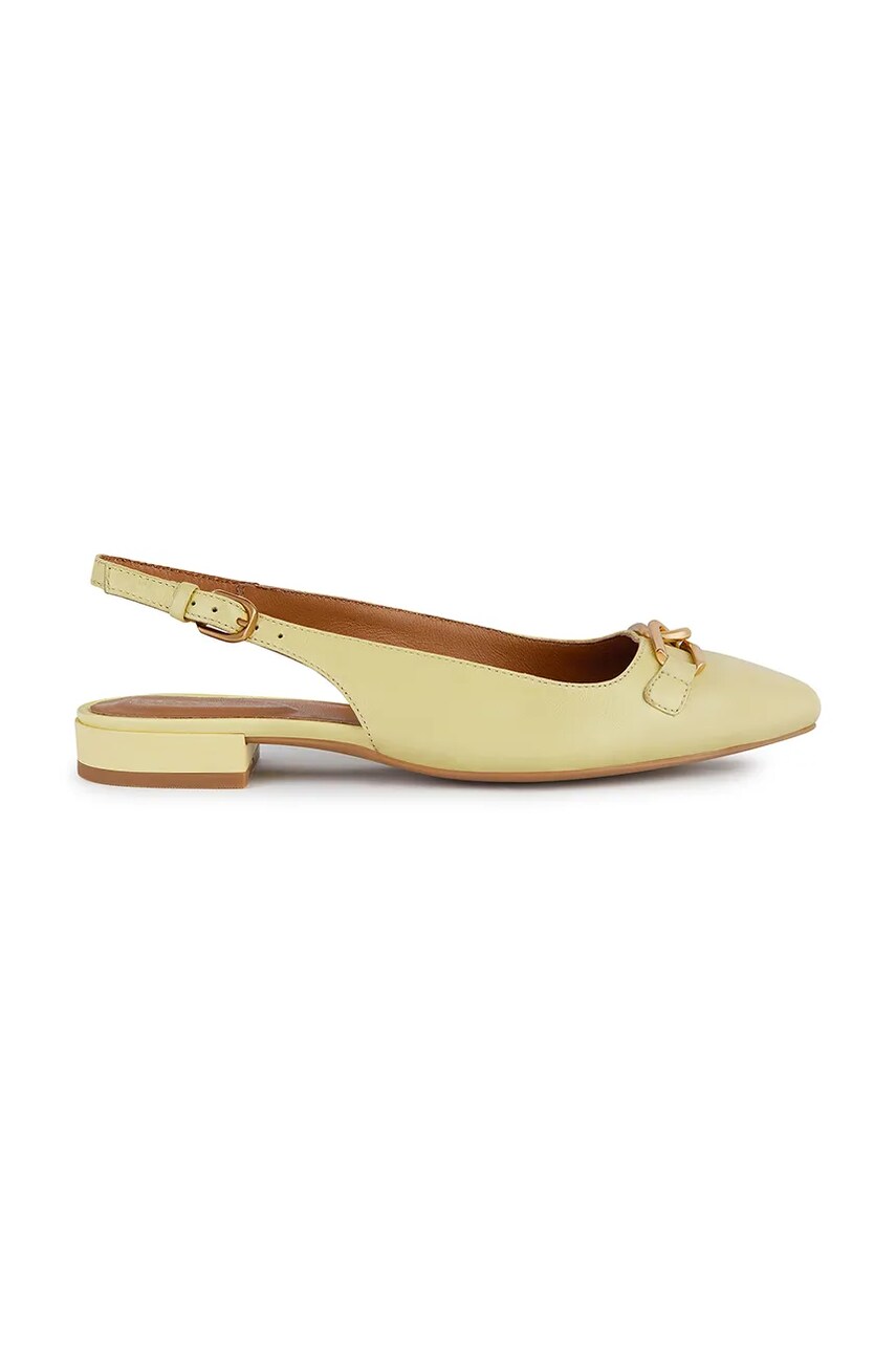 Geox balerini de piele D CHARYSSA B culoarea galben, cu toc deschis, D459BB 000TU C2004