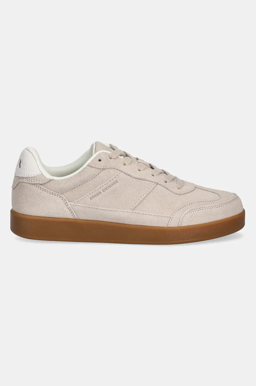 Замшевые кроссовки Armani Exchange женская цвет бежевый XDX182 XV868 01819 Замшевые кроссовки Armani Exchange женская цвет бежевый XDX182 XV868 01819