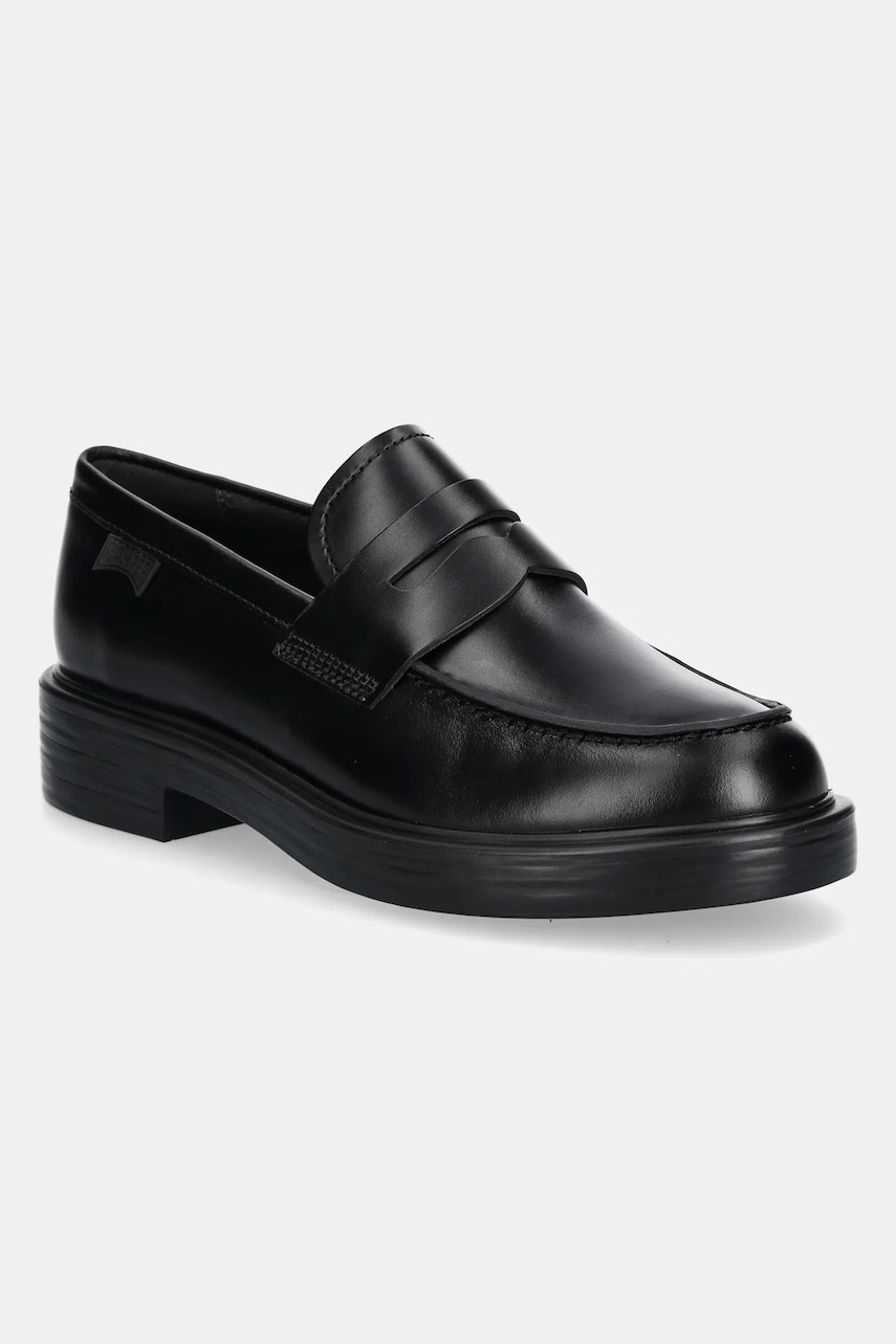 Camper mocasini de piele Dean femei, culoarea negru, cu toc plat, K201790-001