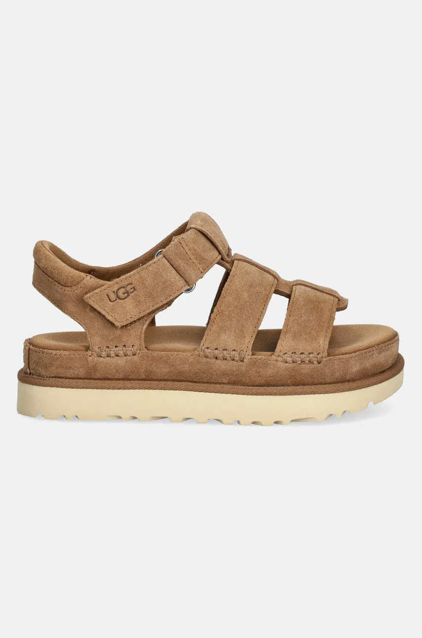 Замшевые сандалии UGG Goldenstar Strap женские цвет коричневый на платформе 1137890-CHE Замшевые сандалии UGG Goldenstar Strap женские цвет коричневый на платформе 1137890-CHE