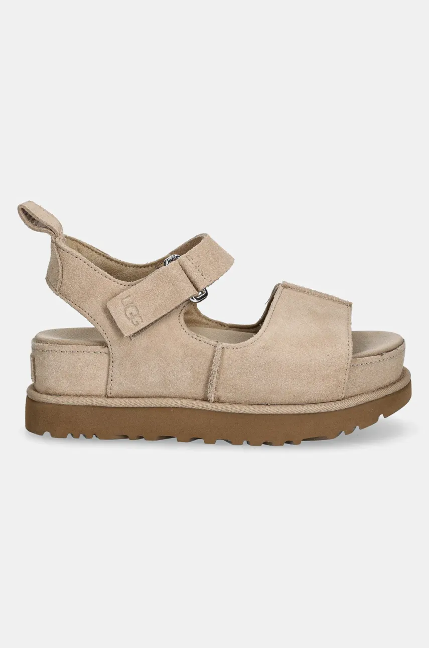 Замшевые сандалии UGG Goldenstar Hi женские цвет бежевый на платформе 1167356-SAN Замшевые сандалии UGG Goldenstar Hi женские цвет бежевый на платформе 1167356-SAN