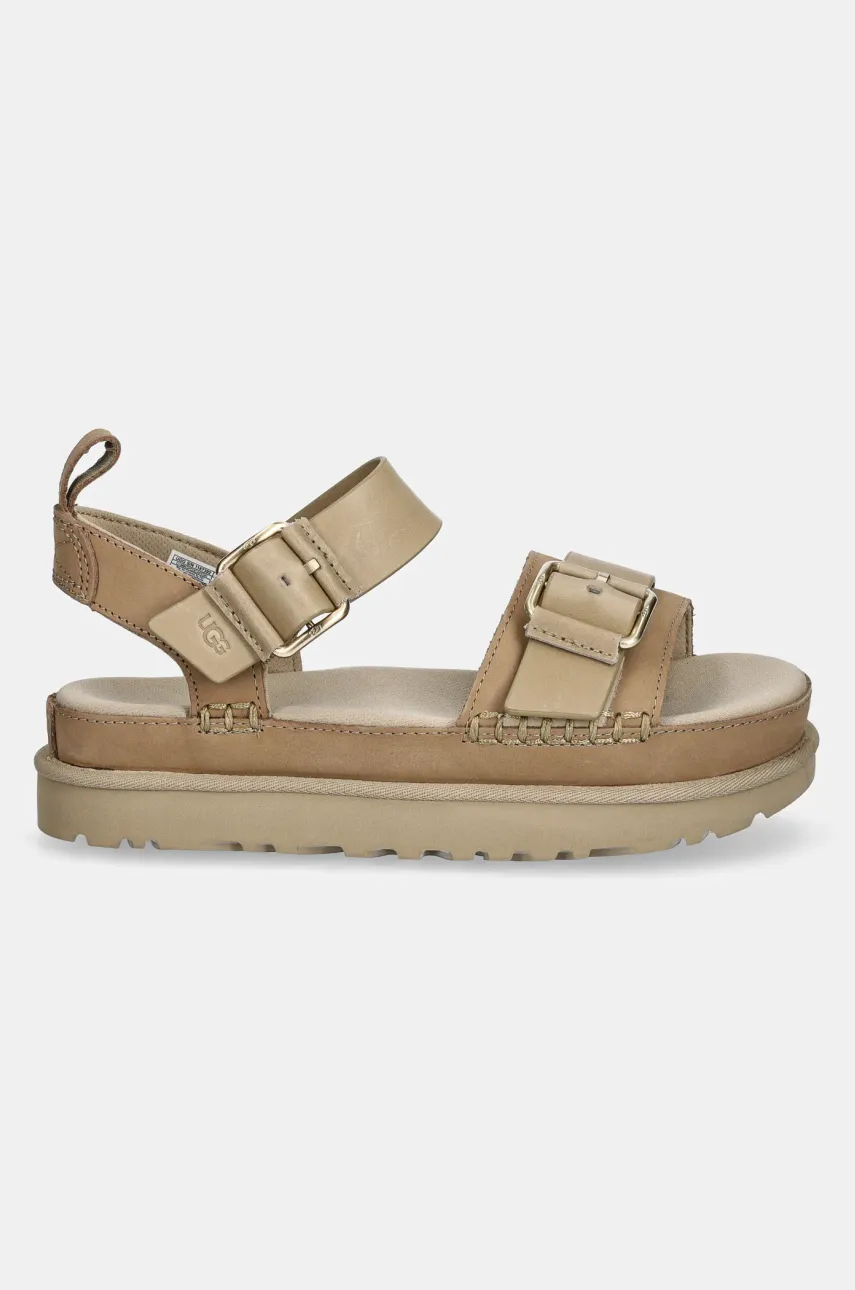 Кожаные сандалии UGG Goldenstar Villa женские цвет бежевый на платформе 1167392-MDSD Кожаные сандалии UGG Goldenstar Villa женские цвет бежевый на платформе 1167392-MDSD