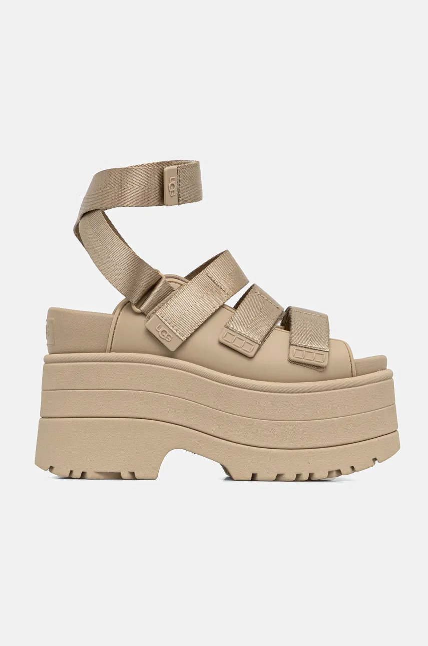Сандалии UGG Goldenrise женские цвет бежевый каблук кирпичик 1167431-MDSD Сандалии UGG Goldenrise женские цвет бежевый каблук кирпичик 1167431-MDSD