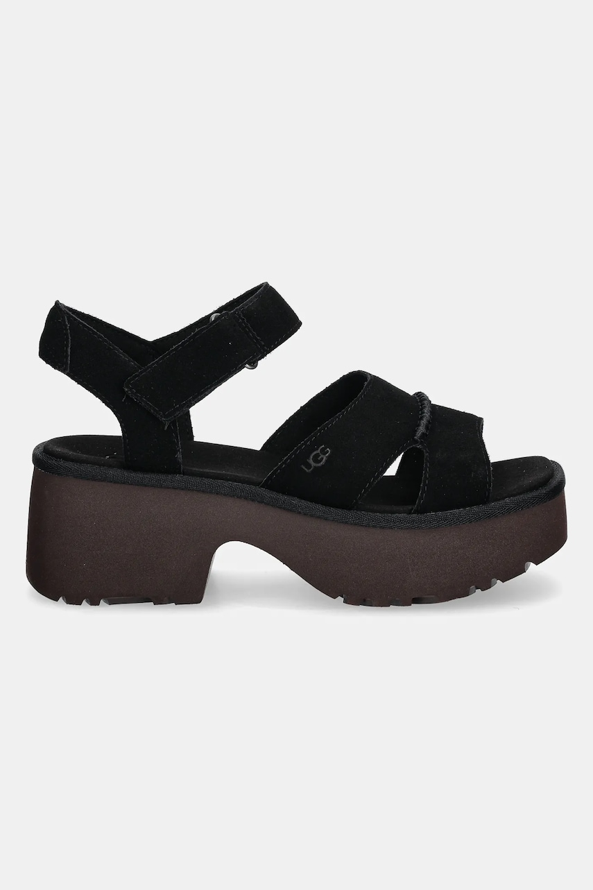 Замшевые сандалии UGG New Heights Ankle Strap цвет чёрный 1167475-BLK Замшевые сандалии UGG New Heights Ankle Strap цвет чёрный 1167475-BLK
