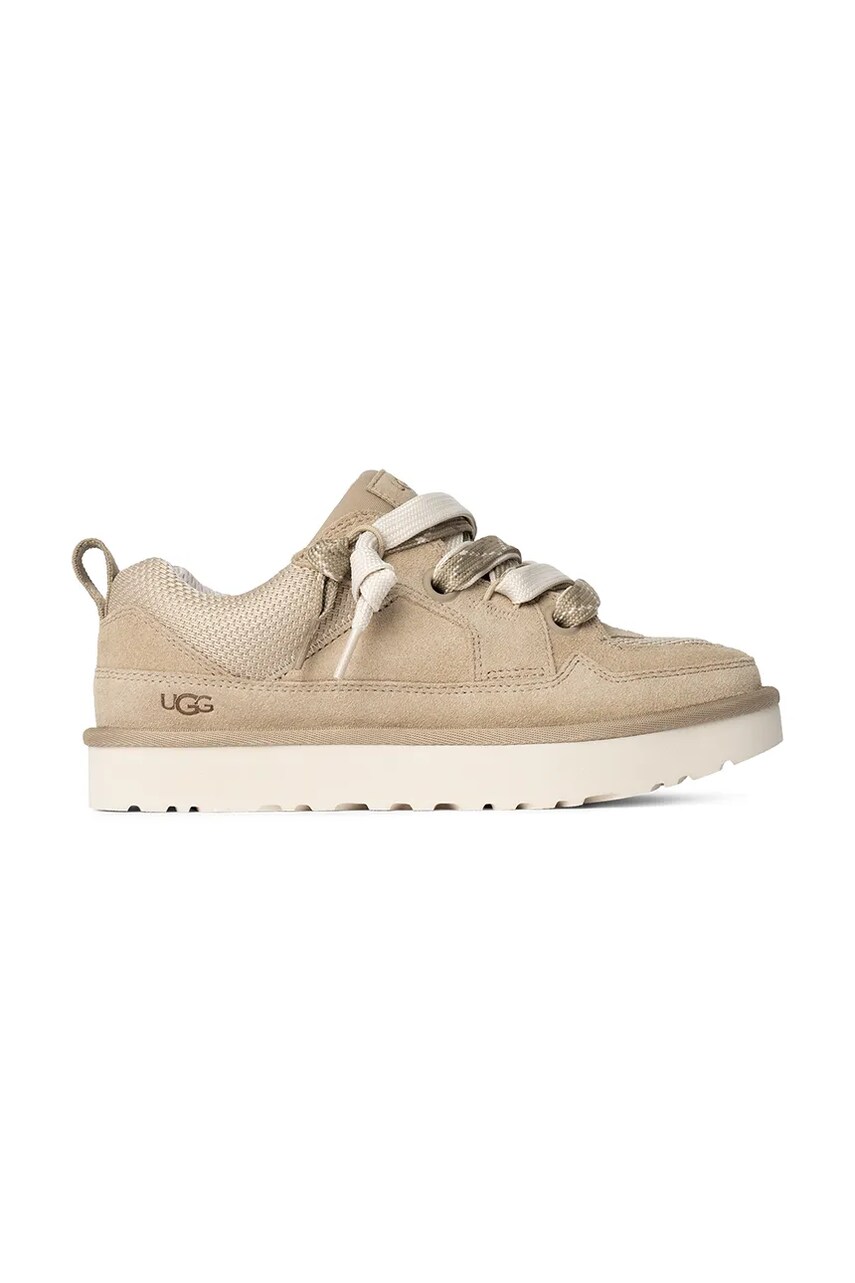 UGG Adidasi din piele intoarsa Lo Lowmel femei, culoarea bej, 1168890-MDSD