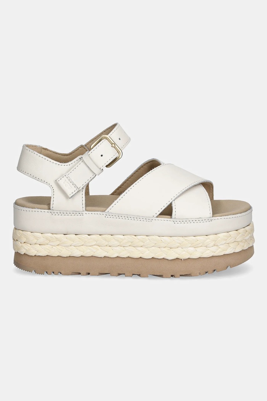 Кожаные сандалии UGG Aubrey Ankle Strap цвет бежевый на платформе 1169650-JSM