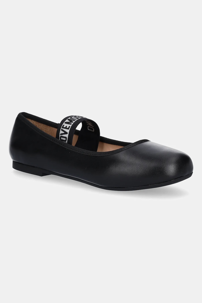 Love Moschino balerini de piele culoarea negru, JA11071G0MIE0000