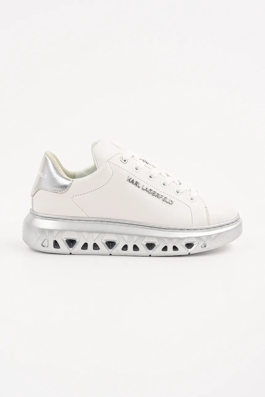 Karl Lagerfeld sneakers din piele KAPRI KITE femei, culoarea argintiu, KL64519A Karl Lagerfeld sneakers din piele KAPRI KITE femei, culoarea argintiu, KL64519A
