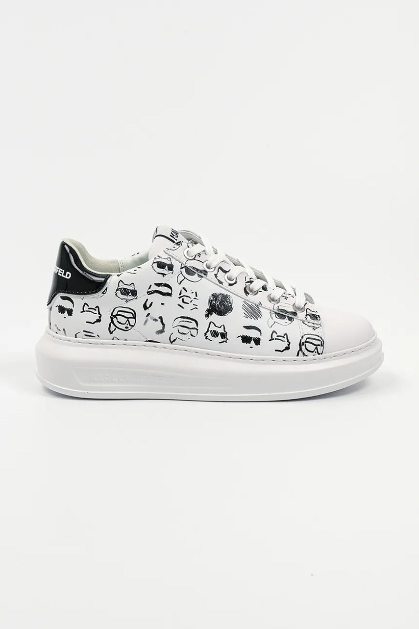 Karl Lagerfeld sneakers din piele KAPRI femei, culoarea alb, KL62512T