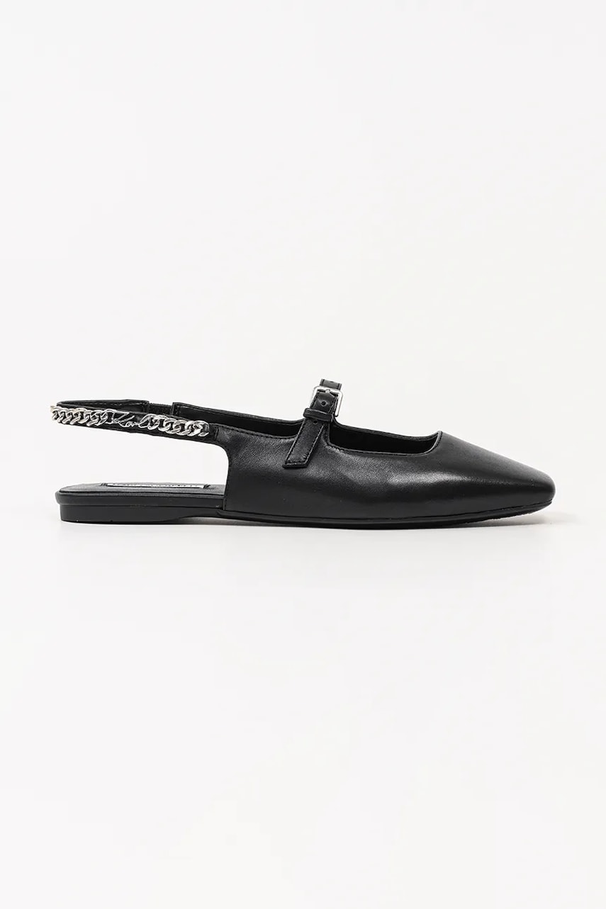 Karl Lagerfeld balerini de piele KONNIE culoarea negru, cu toc deschis, KL40181