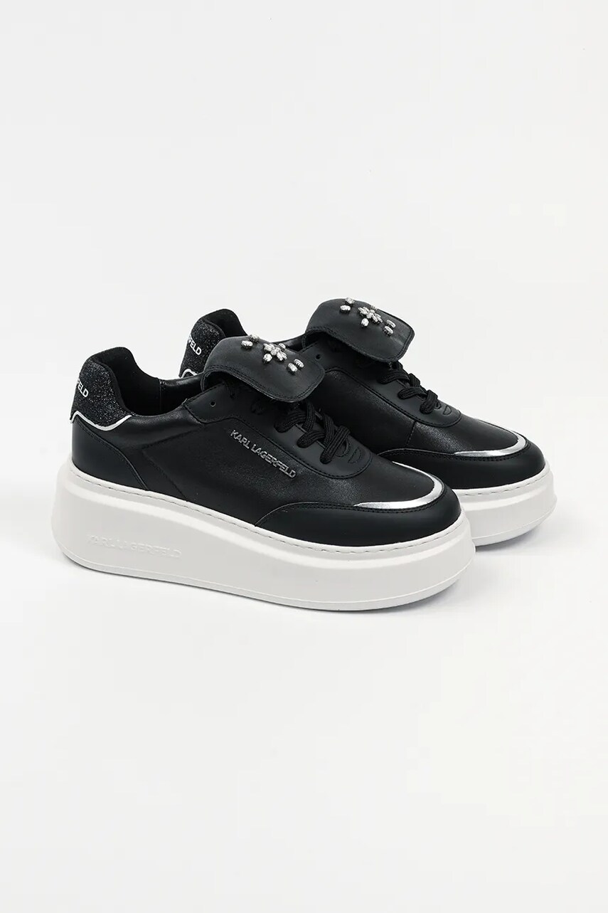 Кожаные кроссовки Karl Lagerfeld ANAKAPRI женские цвет чёрный KL63519S Кожаные кроссовки Karl Lagerfeld ANAKAPRI женские цвет чёрный KL63519S